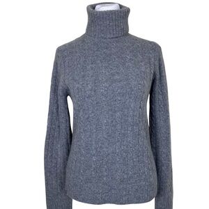 J Crew Wool/Cashmere/Angora Cable Knit Turtleneck Sweater Casual Modest Soft S
